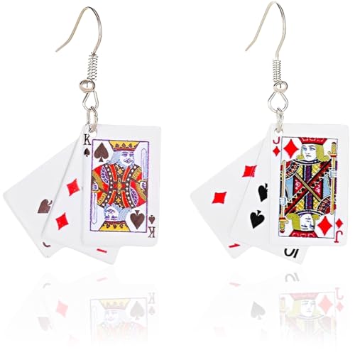 Clyhon 1 Paar Asymmetrie Lustige Ohrringe für Frauen Poker Shaped Ohrstecker Schöne Ohrschmuck Festival Party Dekoration von Clyhon
