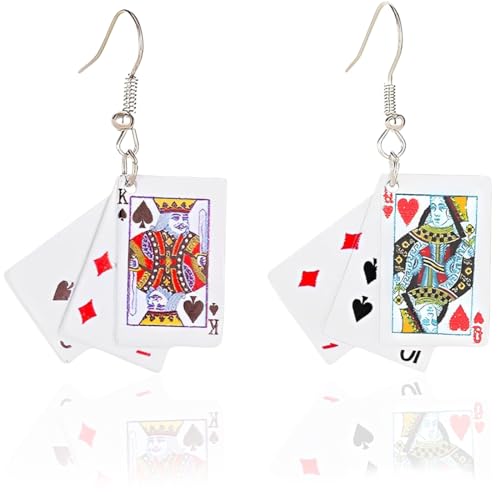Clyhon Vergoldete Poker Ohrringe - Spielkarten Muster Charms Ohrhänger Schmuck für Frauen - Geschenk für Mädchen, Hochzeit, Geburtstag, Weihnachten, Muttertag von Clyhon