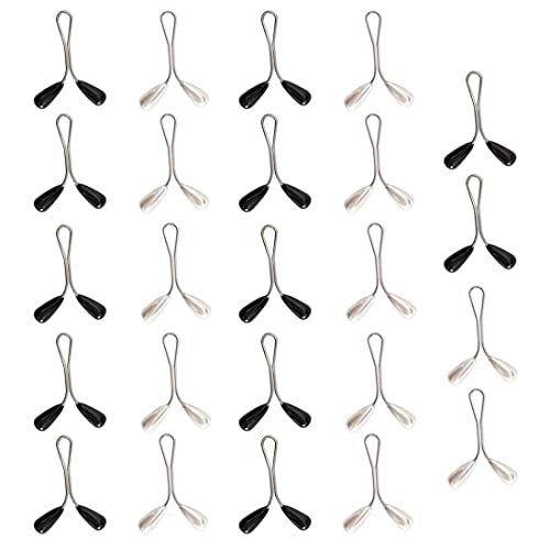 Clyhon 24 Stück Muslim Hijab Pins Clips, Perle Clip Schal Pin Kopftuch Klammern, U Form Sicherheitsnadel Brosche Schmuck Schalclip Tuchclip für Muslimische Damen Schals, Hijabs von Clyhon