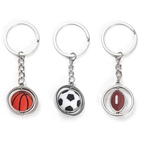 Clyhon 3pcs Fußball Schlüsselanhänger Rugby Schlüsselanhänger Niedlicher Auto Schlüsselanhänger Geschenk Dekoration Mode Metall kreativ Basketball Schlüsselanhänger Schlüssel Anhänger von Clyhon