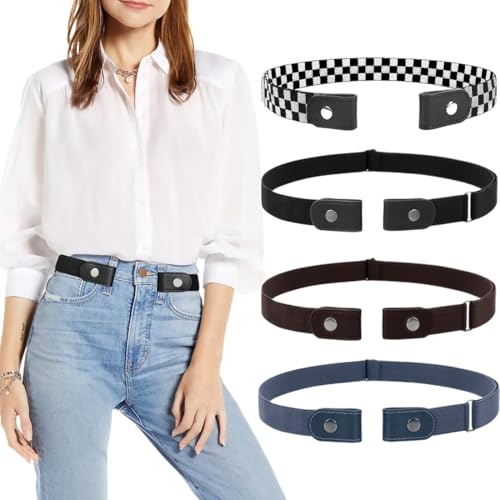 Clyhon 4 Pack Buckle Free Elastic Belt for Men or Women No Buckle No Bulge Invisible Belt, Invisible Elastic Belt without Buckle for Jeans, Trousers, Dresses von Clyhon