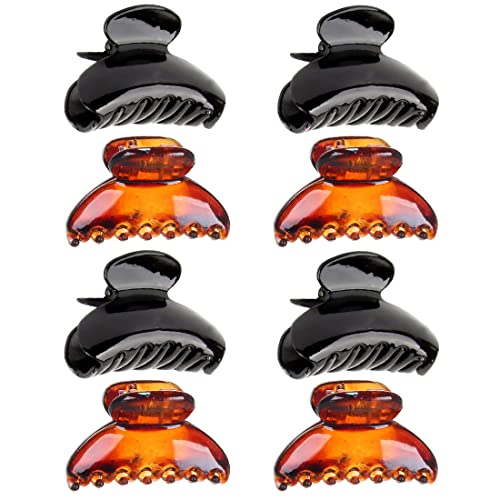 Clyhon 8 Stück Mini-Haarspangen, Haarklammer Klein, Kunststoff-Haarklammern, Haarspangen Mini für Mädchen Frauen (Schwarz, Braun) von Clyhon