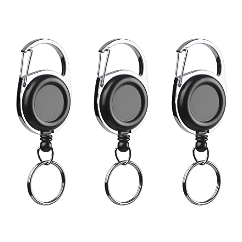 Clyhon Ausweisjojo Schlüssel JoJo Ausweis JoJo mit Schlüsselring 2 in 1 für ID Badge Holder Kartenhalter Schlüsselkarten (3 Pcs Schwarz) von Clyhon