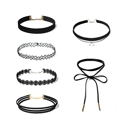 Clyhon Elastische Halskette, Choker Halsband, Choker Halsketten Set,Velvet Choker Kette, Halskette Tattoo Halsband für Mädchen Frauen Teen Mädchen Kinder,6 Stück von Clyhon