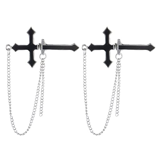 Clyhon Punk Stil Kreuz Ohrstecker Mode Schwarz Kletterer Kette Anhänger Anhänger Rock Ohrringe Gothic Modeschmuck Geschenke Für Frauen Mädchen Männer Jungen von Clyhon