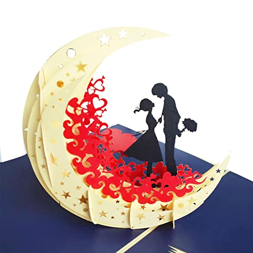Geburtstagskarte, 3d Pop up Hochzeitskarte für die meisten Anlässe, Tanzen auf dem Mondboot，Romantik Faltkarte Grußkarte Valentinstag Karte mit Umschlag MEHRWEG von Clyhon