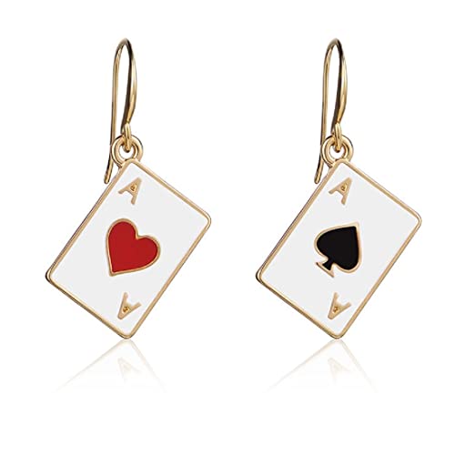 Poker Ohrringe für Frauen - Vergoldete Spielkarten Muster Charms Mit Herzen, Pik, Asse - Mode Ohrhänger Schmuck Geschenk für Mädchen, Hochzeit, Geburtstag, Weihnachten, Muttertag von Clyhon