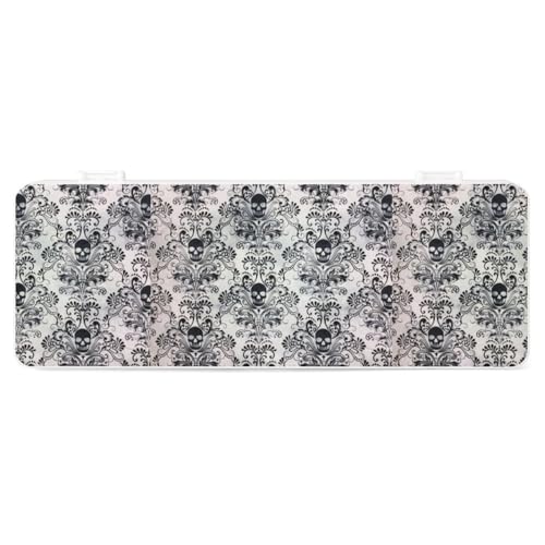 Cmagnifico Federmäppchen, Gothic-Totenkopf-Damast, gruselig, Halloween, kreative einfache Schreibwaren-Box, 19,5 x 7,1 x 2,7 cm, Stil:, Einheitsgröße, Federmäppchen von Cmagnifico