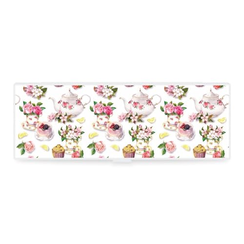 Cmagnifico Federmäppchen, Kuchen- und Teekanne, Blumenmuster, kreative einfache Schreibwaren-Box, 19,5 x 6,8 x 3 cm, Stil:, Einheitsgröße, Federmäppchen von Cmagnifico