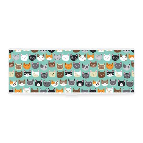 Cmagnifico Federmäppchen, niedliche Katzengesichter, kreative einfache Schreibwaren-Box, 19,5 x 6,8 x 3 cm, Stil:, Einheitsgröße, Federmäppchen von Cmagnifico