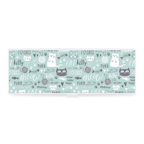 Cmagnifico Federmäppchen, niedliche grüne Katze, kreative einfache Schreibwaren-Box, 19,5 x 6,8 x 3 cm, Stil:, Einheitsgröße, Federmäppchen von Cmagnifico