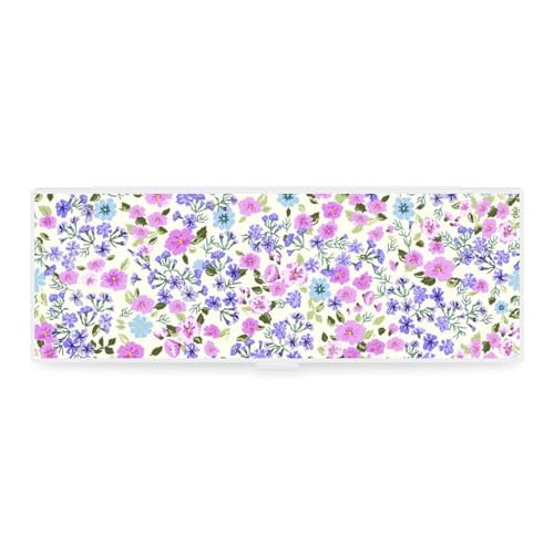 Cmagnifico Federmäppchen, rosa und violette Blumen, kreative einfache Schreibwaren-Box, 19,5 x 6,8 x 3 cm, Stil:, Einheitsgröße, Federmäppchen von Cmagnifico