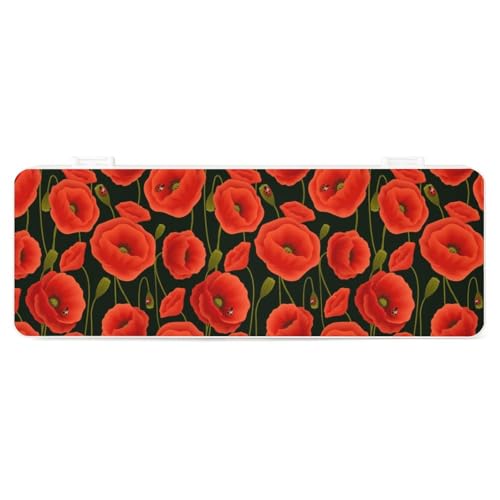 Cmagnifico Federmäppchen, rote Mohnblumen, kreative einfache Schreibwaren-Box, 19,5 x 7,1 x 2,7 cm, Stil:, Einheitsgröße, Federmäppchen von Cmagnifico