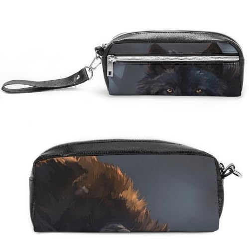 Cmagnifico Federmäppchen aus Leder, Fantasy WolfStationery Tasche als Federmäppchen für Büro und Schule, Business-Reisetasche oder kleine Werkzeugbox, Make-up-Tasche von Cmagnifico