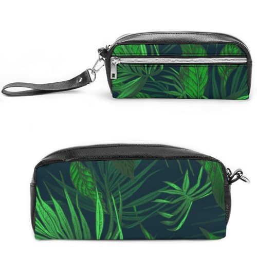 Cmagnifico Federmäppchen aus Leder, Motiv: tropische Dschungelpflanze, Schreibwaren-Tasche als Federmäppchen für Büro und Schule, Geschäftsreise oder kleine Werkzeugbox, Make-up-Tasche von Cmagnifico