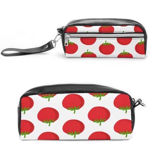 Cmagnifico Federmäppchen aus Leder, Tomaten-Cartoon-Schreibwaren-Tasche als Federmäppchen für Büro und Schule, Geschäftsreisetasche oder kleine Werkzeugbox, Make-up-Tasche von Cmagnifico