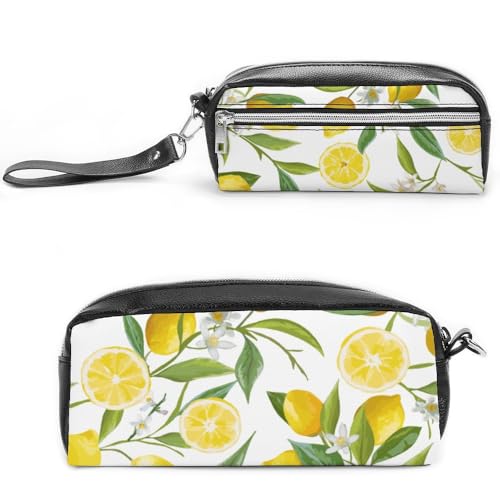 Cmagnifico Federmäppchen aus Leder, gelbe Zitrone, Schreibwaren-Tasche verwendet als Federmäppchen für Büro und Schule, Geschäftsreisetasche oder kleine Werkzeugbox, Make-up-Tasche von Cmagnifico