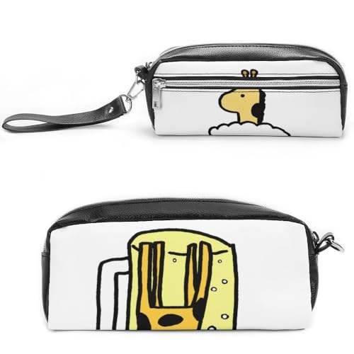 Cmagnifico Federmäppchen aus Leder, niedliche Giraffe und Bier, Schreibwaren-Tasche als Federmäppchen für Büro und Schule, Geschäftsreise oder kleine Werkzeugbox, Make-up-Tasche von Cmagnifico