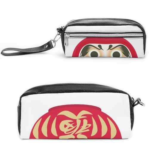 Cmagnifico Fortune DarumaStationery Federmäppchen aus Leder als Federmäppchen für Büro und Schule, Business-Reisetasche oder kleine Werkzeugbox, Make-up-Tasche von Cmagnifico