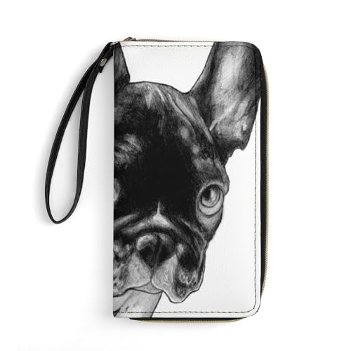 Cmagnifico Geldbörse aus Leder, französische Bulldoggen, mit Seil, kleine Größe und großes Fassungsvermögen, leicht zu tragen, Stil-7, 19.7x10.5cm, Modern von Cmagnifico