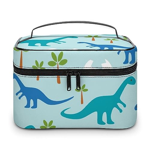 Cmagnifico Kosmetiktasche, Fuji Mountain Cherry Tree in Japan Make-up-Tasche, Leder Reise-Kulturbeutel für Damen, Niedliche Dinosaurier, 25x18x15cm von Cmagnifico