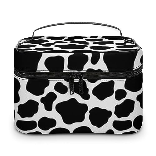 Cmagnifico Kosmetiktasche, Golfplatz-Make-up-Tasche, Leder, Reise-Kulturbeutel für Damen, Kuhmuster Milchkuh, 25x18x15cm von Cmagnifico