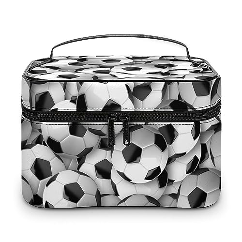 Cmagnifico Kosmetiktasche, afrikanischer Stil, Patchwork-Make-up-Tasche, Leder, Reise-Kulturbeutel für Damen, Fußball., 25x18x15cm von Cmagnifico