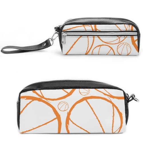 Cmagnifico Leder-Federmäppchen, Basketball-Sport-Muster, Schreibwaren-Tasche als Federmäppchen für Büro und Schule, Geschäftsreisetasche oder kleine Werkzeugbox, Make-up-Tasche von Cmagnifico
