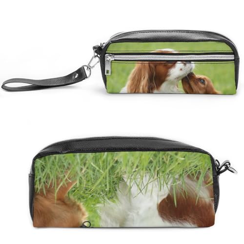 Cmagnifico Leder-Federmäppchen, Cavalier King Charles SpanielSchreibwaren-Tasche als Federmäppchen für Büro und Schule, Geschäftsreise oder kleine Werkzeugbox, Make-up-Tasche von Cmagnifico