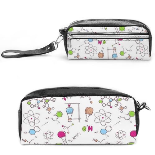 Cmagnifico Leder-Federmäppchen, Chemie-Experiment-Muster, Schreibwaren-Tasche als Federmäppchen für Büro und Schule, Geschäftsreisetasche oder kleine Werkzeugbox, Make-up-Tasche von Cmagnifico