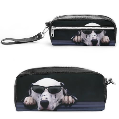 Cmagnifico Leder-Federmäppchen, DalmatinerSchreibwaren-Tasche als Federmäppchen für Büro und Schule, Business-Reisetasche oder kleine Werkzeugbox, Make-up-Tasche von Cmagnifico