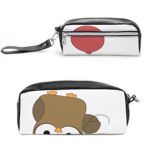 Cmagnifico Leder-Federmäppchen, Eulenballon, Schreibwaren-Tasche als Federmäppchen für Büro und Schule, Geschäftsreisetasche oder kleine Werkzeugbox, Make-up-Tasche von Cmagnifico