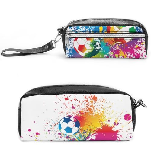 Cmagnifico Leder-Federmäppchen, Fußball-SportSchreibwaren-Tasche als Federmäppchen für Büro und Schule, Geschäftsreisetasche oder kleine Werkzeugbox, Make-up-Tasche von Cmagnifico
