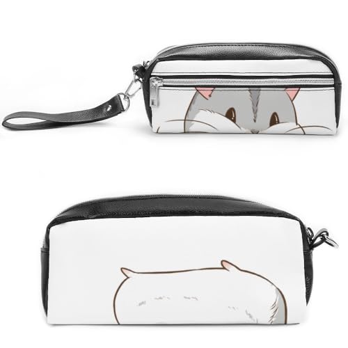 Cmagnifico Leder-Federmäppchen, HamsterSchreibwaren-Tasche als Federmäppchen für Büro und Schule, Business-Reisetasche oder kleine Werkzeugbox, Make-up-Tasche von Cmagnifico