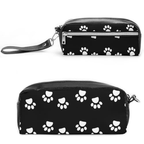 Cmagnifico Leder-Federmäppchen, Hundepfotenabdrücke, Schreibwaren-Tasche als Federmäppchen für Büro und Schule, Geschäftsreisetasche oder kleine Werkzeugbox, Make-up-Tasche von Cmagnifico
