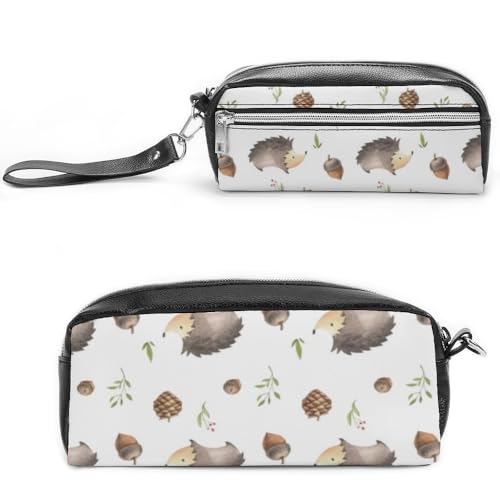 Cmagnifico Leder-Federmäppchen, Igel-Schreibwaren-Tasche als Federmäppchen für Büro und Schule, Business-Reisetasche oder kleine Werkzeugbox, Make-up-Tasche von Cmagnifico
