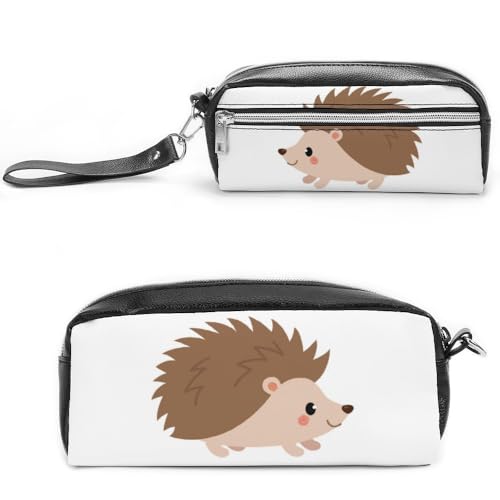 Cmagnifico Leder-Federmäppchen, Igel-Schreibwaren-Tasche als Federmäppchen für Büro und Schule, Business-Reisetasche oder kleine Werkzeugbox, Make-up-Tasche von Cmagnifico