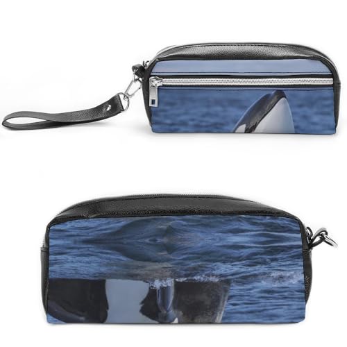 Cmagnifico Leder-Federmäppchen, Killerwale OrcaStationery Tasche verwendet als Federmäppchen für Büro und Schule, Geschäftsreise oder kleine Werkzeugbox, Make-up-Tasche von Cmagnifico