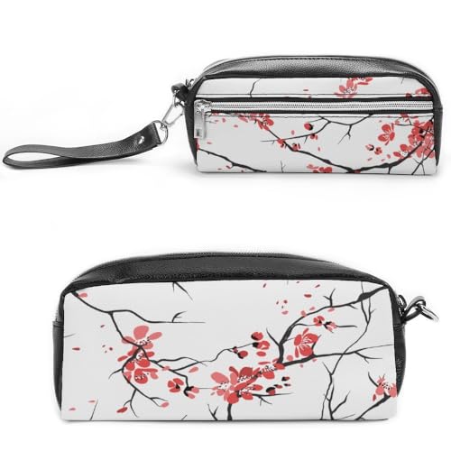 Cmagnifico Leder-Federmäppchen, Kirschblüten-Schreibwaren-Tasche als Federmäppchen für Büro und Schule, Geschäftsreisetasche oder kleine Werkzeugbox, Make-up-Tasche von Cmagnifico