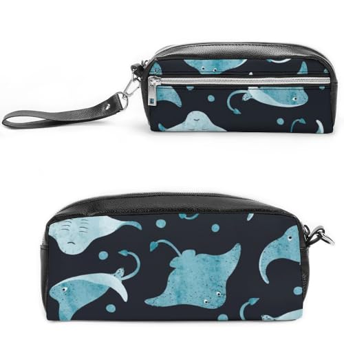 Cmagnifico Leder-Federmäppchen, Manta Ray und FishStationery Bag verwendet als Federmäppchen für Büro und Schule, Geschäftsreise oder kleine Werkzeugbox, Make-up-Tasche von Cmagnifico