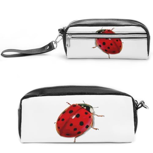 Cmagnifico Leder-Federmäppchen, Marienkäfer, niedlich, Schreibwaren-Tasche als Federmäppchen für Büro und Schule, Business-Reisetasche oder kleine Werkzeugbox, Make-up-Tasche von Cmagnifico