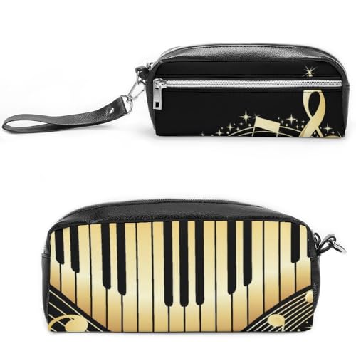 Cmagnifico Leder-Federmäppchen, Musiknoten, Schreibwaren-Tasche als Federmäppchen für Büro und Schule, Business-Reisetasche oder kleine Werkzeugbox, Make-up-Tasche von Cmagnifico