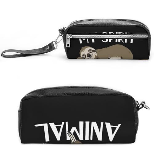 Cmagnifico Leder-Federmäppchen, My Sprirt Animal SlothSchreibwaren-Tasche als Federmäppchen für Büro und Schule, Geschäftsreise oder kleine Werkzeugbox, Make-up-Tasche von Cmagnifico