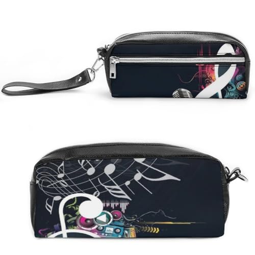 Cmagnifico Leder-Federmäppchen, Noten-Musik-Schreibwaren-Tasche als Federmäppchen für Büro und Schule, Business-Reisetasche oder kleine Werkzeugbox, Make-up-Tasche von Cmagnifico