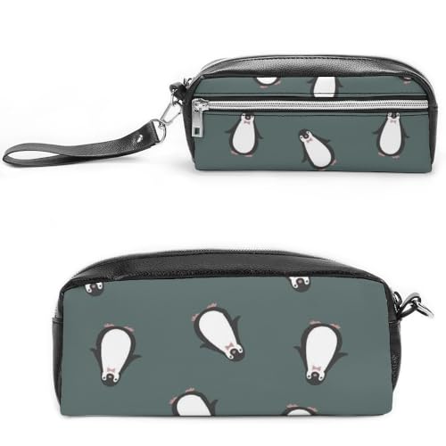 Cmagnifico Leder-Federmäppchen, Pinguin-Muster, Schreibwaren-Tasche als Federmäppchen für Büro und Schule, Geschäftsreisetasche oder kleine Werkzeugbox, Make-up-Tasche von Cmagnifico