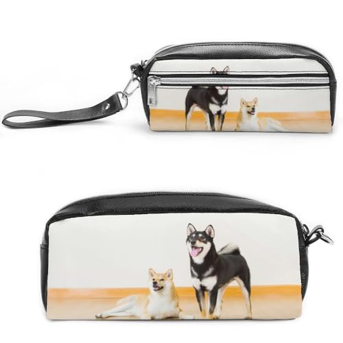 Cmagnifico Leder-Federmäppchen, Shiba Inu DogStationery Tasche verwendet als Federmäppchen für Büro und Schule, Geschäftsreise oder kleine Werkzeugbox, Make-up-Tasche von Cmagnifico
