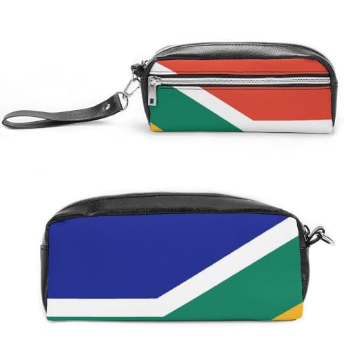 Cmagnifico Leder-Federmäppchen, Südafrika-Flagge, Schreibwaren-Tasche als Federmäppchen für Büro und Schule, Geschäftsreisetasche oder kleine Werkzeugbox, Make-up-Tasche von Cmagnifico