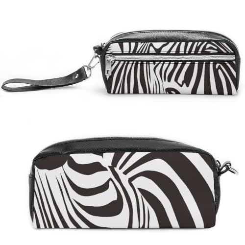 Cmagnifico Leder-Federmäppchen, Zebrastreifen, Schreibwaren-Tasche als Federmäppchen für Büro und Schule, Business-Reisetasche oder kleine Werkzeugbox, Make-up-Tasche von Cmagnifico