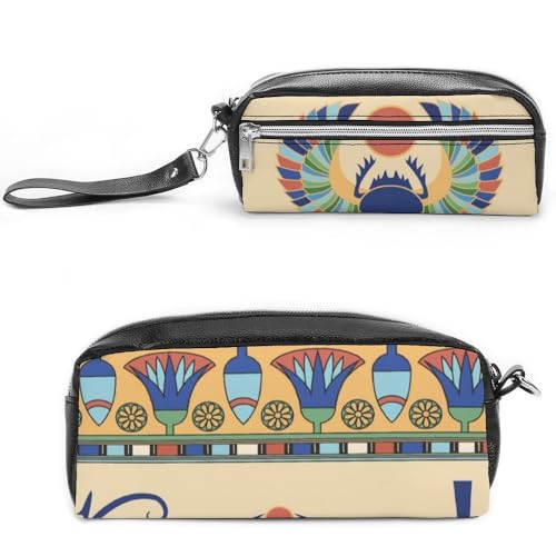 Cmagnifico Leder-Federmäppchen, ägyptischer Skarabät, Schreibwaren-Tasche als Federmäppchen für Büro und Schule, Geschäftsreisetasche oder kleine Werkzeugbox, Make-up-Tasche von Cmagnifico