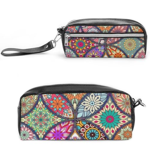 Cmagnifico Leder-Federmäppchen, bunte Blumen-Schreibwaren-Tasche als Federmäppchen für Büro und Schule, Geschäftsreisetasche oder kleine Werkzeugbox, Make-up-Tasche von Cmagnifico